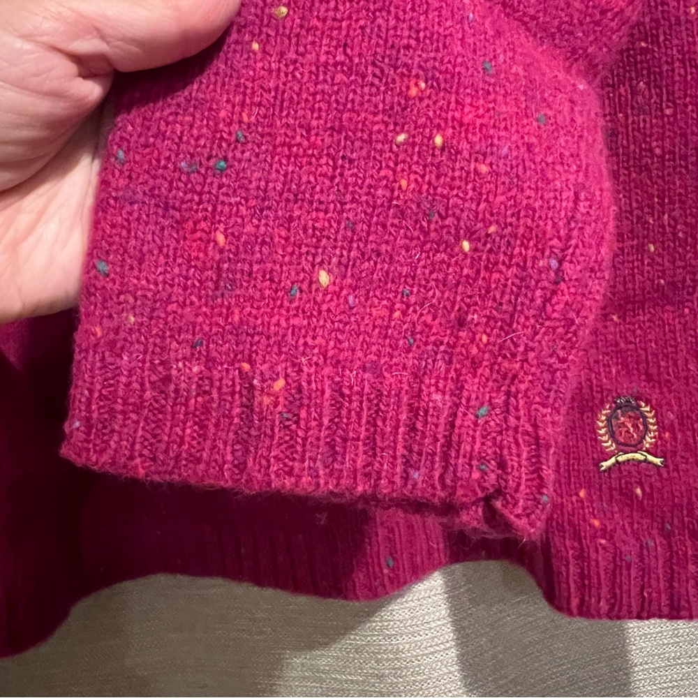 Tommy Hilfiger Velvet Wool Colorful Speckled Polo Sweater Classic Preppy - Picture 7 of 13